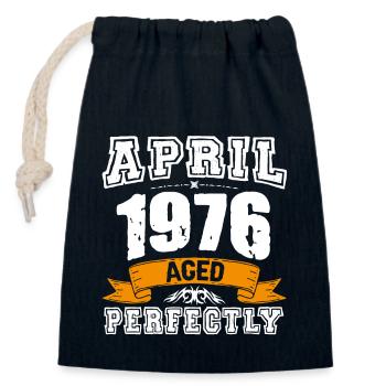 April 1976 Vintage Birthday Gift - Closable cotton gift bag (14x20cm) - navy - Front