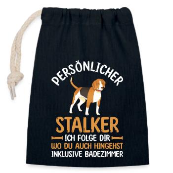 Hund Beagle - Verschließbarer Geschenkbeutel aus Baumwolle (14x20cm) - Navy - Vorne