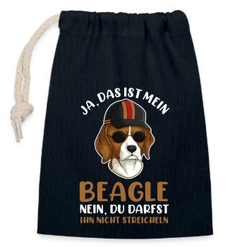 Hund Beagle - Verschließbarer Geschenkbeutel aus Baumwolle (14x20cm) - Navy - Vorne
