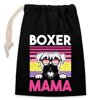 Hund Boxer Mama - Verschließbarer Geschenkbeutel aus Baumwolle (14x20cm) - Schwarz - Vorne