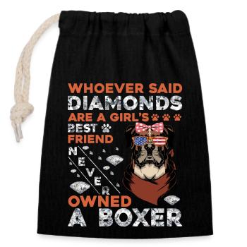 Boxer - Verschließbarer Geschenkbeutel aus Baumwolle (14x20cm) - Schwarz - Vorne