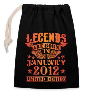 Anniversaire Janvier 2012 Edition Limitée Millésime - Sac cadeau en coton avec cordon (14 x 20 cm) - noir - Devant