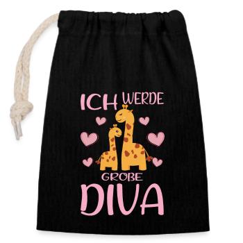 Werde Große Diva Giraffen Schwestern - Verschließbarer Geschenkbeutel aus Baumwolle (14x20cm) - Schwarz - Vorne
