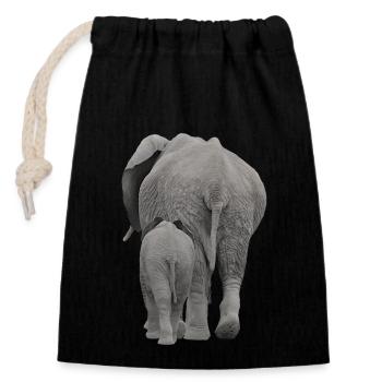 Downside of elephants - elephant in Africa - Closable cotton gift bag (14x20cm) - black - Front