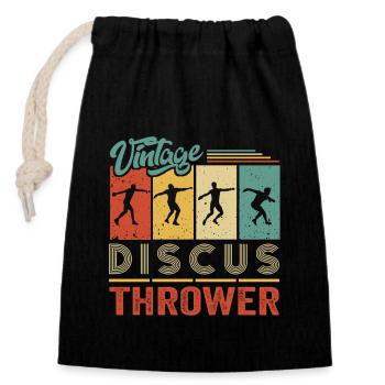 Diskus Athlete Vintage Retro Discus Werfer - Verschließbarer Geschenkbeutel aus Baumwolle (14x20cm) - Schwarz - Vorne