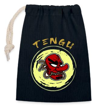 Japanische Tengu Hannya Kitsune Maske - Verschließbarer Geschenkbeutel aus Baumwolle (14x20cm) - Navy - Vorne