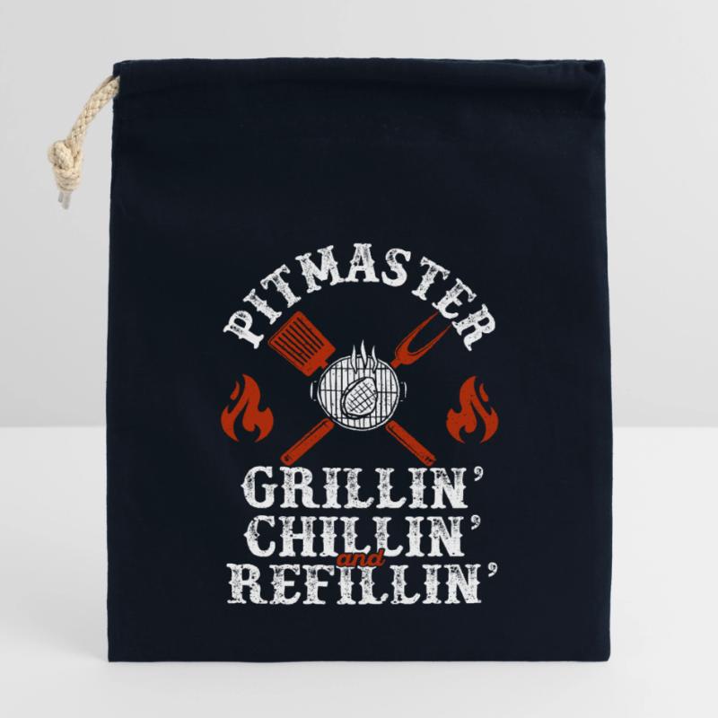 Pitmaster Grillin Chillin et Refillin BBQ Smoker Sac cadeau en coton avec cordon (14 x 20 cm)