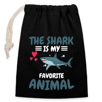 Favorite Animal Predator Ocean Animal Gift Shark - Closable cotton gift bag (14x20cm) - black - Front