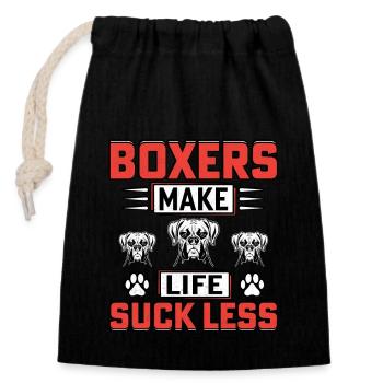 Les boxeurs rendent la vie moins sucée - Sac cadeau en coton avec cordon (14 x 20 cm) - noir - Devant