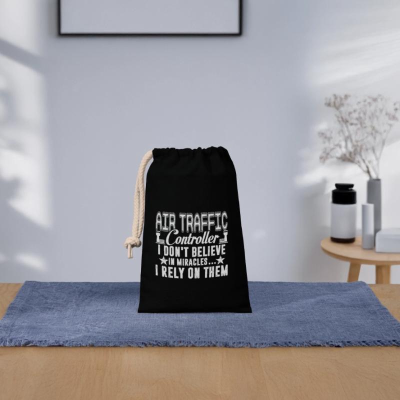 Air Traffic Controller Rely On Miracles Closable cotton gift bag (14x20cm)