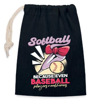 Blague sur le joueur de softball - Sac cadeau en coton avec cordon (14 x 20 cm) - bleu marine - Devant