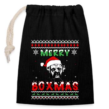 Merry boxmas - Closable cotton gift bag (14x20cm) - black - Front