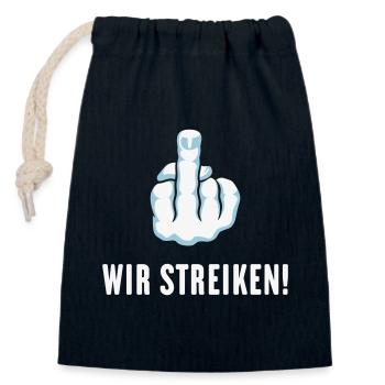Stinkefinger – Wir Streiken! (Streik Streikposten) - Verschließbarer Geschenkbeutel aus Baumwolle (14x20cm) - Navy - Vorne