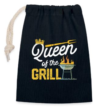 Queen of the Grill Funny Smoked Meat BBQ - Closable cotton gift bag (14x20cm) - navy - Front