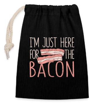 I'm only here for the bacon Funny meat - Closable cotton gift bag (14x20cm) - black - Front