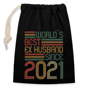 Worlds parie ex mari depuis 2021 Divorce - Sac cadeau en coton avec cordon (14 x 20 cm) - noir - Devant