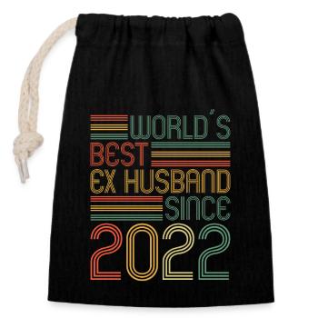 Worlds parie ex mari depuis 2022 Divorce - Sac cadeau en coton avec cordon (14 x 20 cm) - noir - Devant