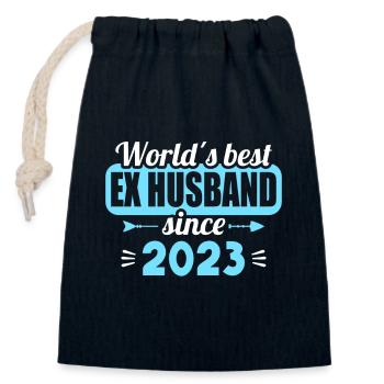 Worlds parie ex-mari depuis 2023 Divorce - Sac cadeau en coton avec cordon (14 x 20 cm) - bleu marine - Devant