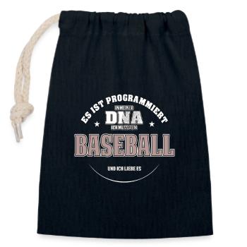 Es ist in meiner DNA ich muss zum BASEBALL - Verschließbarer Geschenkbeutel aus Baumwolle (14x20cm) - Navy - Vorne