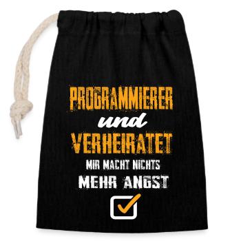 Programmierer - Verschließbarer Geschenkbeutel aus Baumwolle (14x20cm) - Schwarz - Vorne