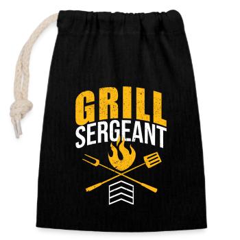 Grill Sergeant Funny BBQ Grill Meat Lovers - Closable cotton gift bag (14x20cm) - black - Front