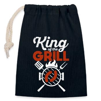 König des Grills Spaß Grillen Meisterkoch Koch - Verschließbarer Geschenkbeutel aus Baumwolle (14x20cm) - Navy - Vorne