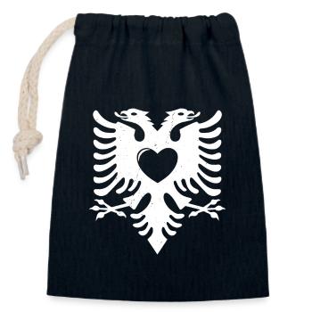 République d’Albanie Albanie Shqipëria Tirana Albanais - Sac cadeau en coton avec cordon (14 x 20 cm) - bleu marine - Devant