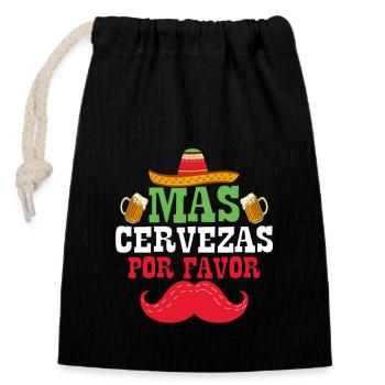 Mas Cervezas Por Favor Cinco De Mayo Party - Sac cadeau en coton avec cordon (14 x 20 cm) - noir - Devant