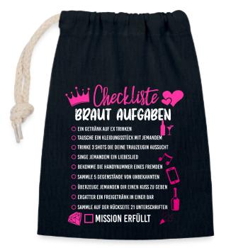 Braut Checkliste Aufgaben Junggesellinnenabschied - Verschließbarer Geschenkbeutel aus Baumwolle (14x20cm) - Navy - Vorne