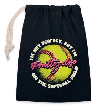 Softball Cadeau Joueur de softball Lanceur Catcher - Sac cadeau en coton avec cordon (14 x 20 cm) - bleu marine - Devant