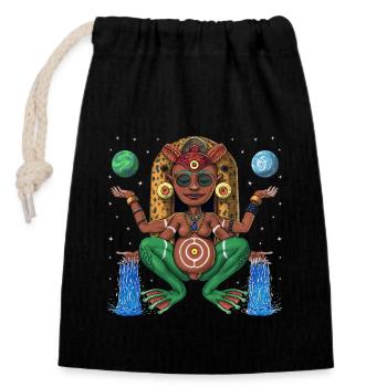 Déesse Atabey Taino - Sac cadeau en coton avec cordon (14 x 20 cm) - noir - Devant