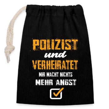 Polizist und Verheiratet - Verschließbarer Geschenkbeutel aus Baumwolle (14x20cm) - Schwarz - Vorne