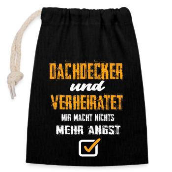 Dachdecker und Verheiratet - Verschließbarer Geschenkbeutel aus Baumwolle (14x20cm) - Schwarz - Vorne