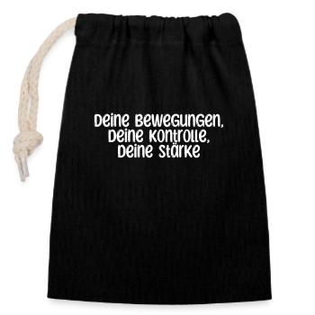 Pilates - Deine Bewegungen, deine Kontrolle, - Verschließbarer Geschenkbeutel aus Baumwolle (14x20cm) - Schwarz - Vorne