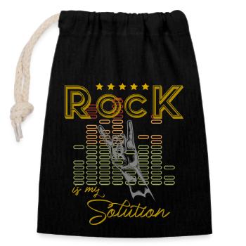Rock is my Solution! - Closable cotton gift bag (14x20cm) - black - Front