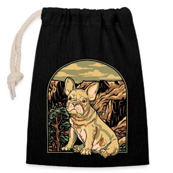 Bouledogue français - Sac cadeau en coton avec cordon (14 x 20 cm) - noir - Devant