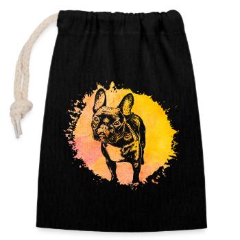 Bouledogue français - Sac cadeau en coton avec cordon (14 x 20 cm) - noir - Devant
