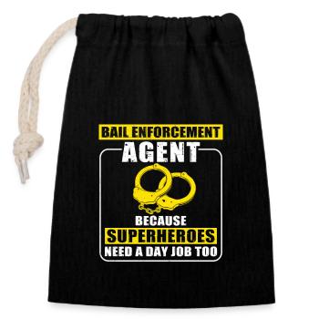 Day of bounty hunting of superheroes at the - Closable cotton gift bag (14x20cm) - black - Front