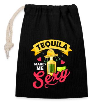 Tequila Makes Me Sexy Party Cinco De Mayo - Verschließbarer Geschenkbeutel aus Baumwolle (14x20cm) - Schwarz - Vorne