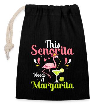 This Senorita Needs A Margarita Cinco De Mayo Part - Closable cotton gift bag (14x20cm) - black - Front