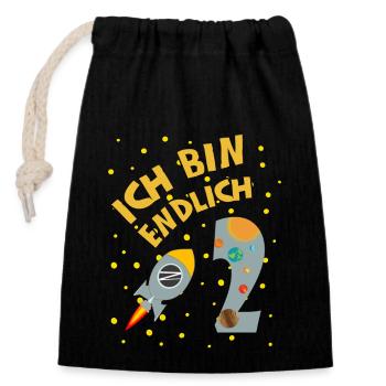 Endlich 2 Jahre Rakete Junge 2. Geburtstag Idee - Verschließbarer Geschenkbeutel aus Baumwolle (14x20cm) - Schwarz - Vorne