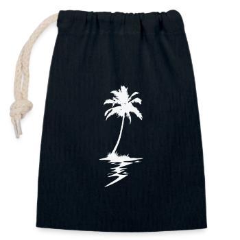 Palm plant holiday beach - Closable cotton gift bag (14x20cm) - navy - Front