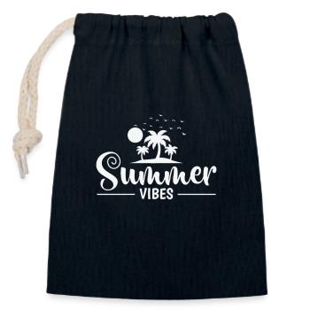 Summer Vibes Palm Holiday Beach - Closable cotton gift bag (14x20cm) - navy - Front