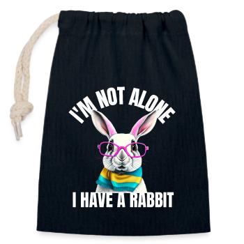 i'm not alone i have a rabbit tshirt bunny lunette - Sac cadeau en coton avec cordon (14 x 20 cm) - bleu marine - Devant