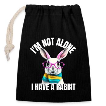 i'm not alone i have a rabbit tshirt bunny lunette - Sac cadeau en coton avec cordon (14 x 20 cm) - noir - Devant