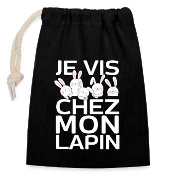 Lapin mignon lunettes paques bunny easter day - Sac cadeau en coton avec cordon (14 x 20 cm) - noir - Devant