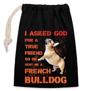 Bouledogue français - Sac cadeau en coton avec cordon (14 x 20 cm) - noir - Devant