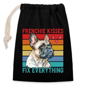 Frenchie Kisses fix everything - Closable cotton gift bag (14x20cm) - black - Front