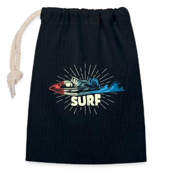 Wakesurf Bateau Wave Wakesurf Activité estivale - Sac cadeau en coton avec cordon (14 x 20 cm) - bleu marine - Devant