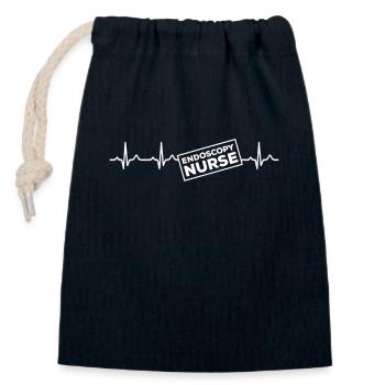 Endoscopie infirmière Heartbeat - Sac cadeau en coton avec cordon (14 x 20 cm) - bleu marine - Devant
